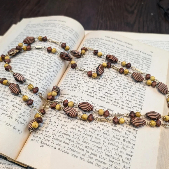 Brown and Yellow Beaded Necklace - Picture 7 of 7